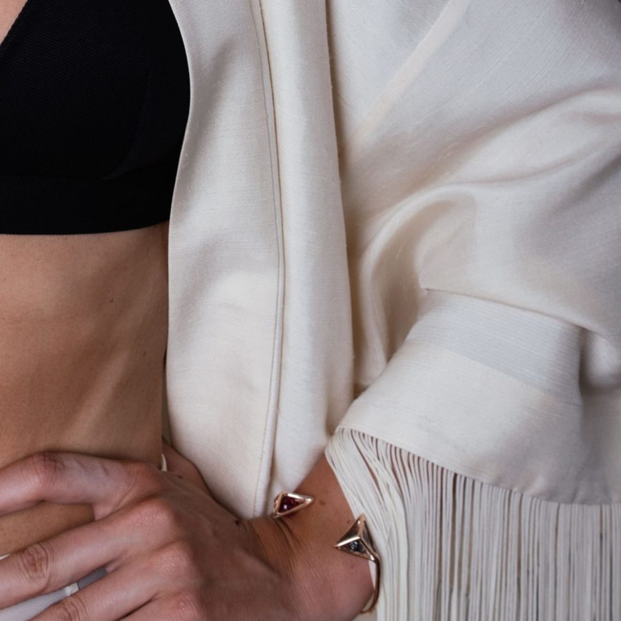 bracciale double prismatic wire con pietre