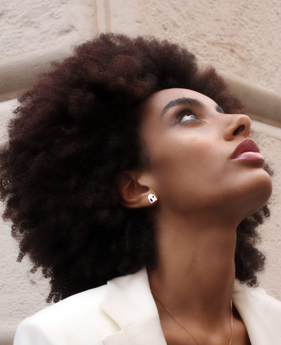 Indossato orecchini Ponza oro e smalto blu