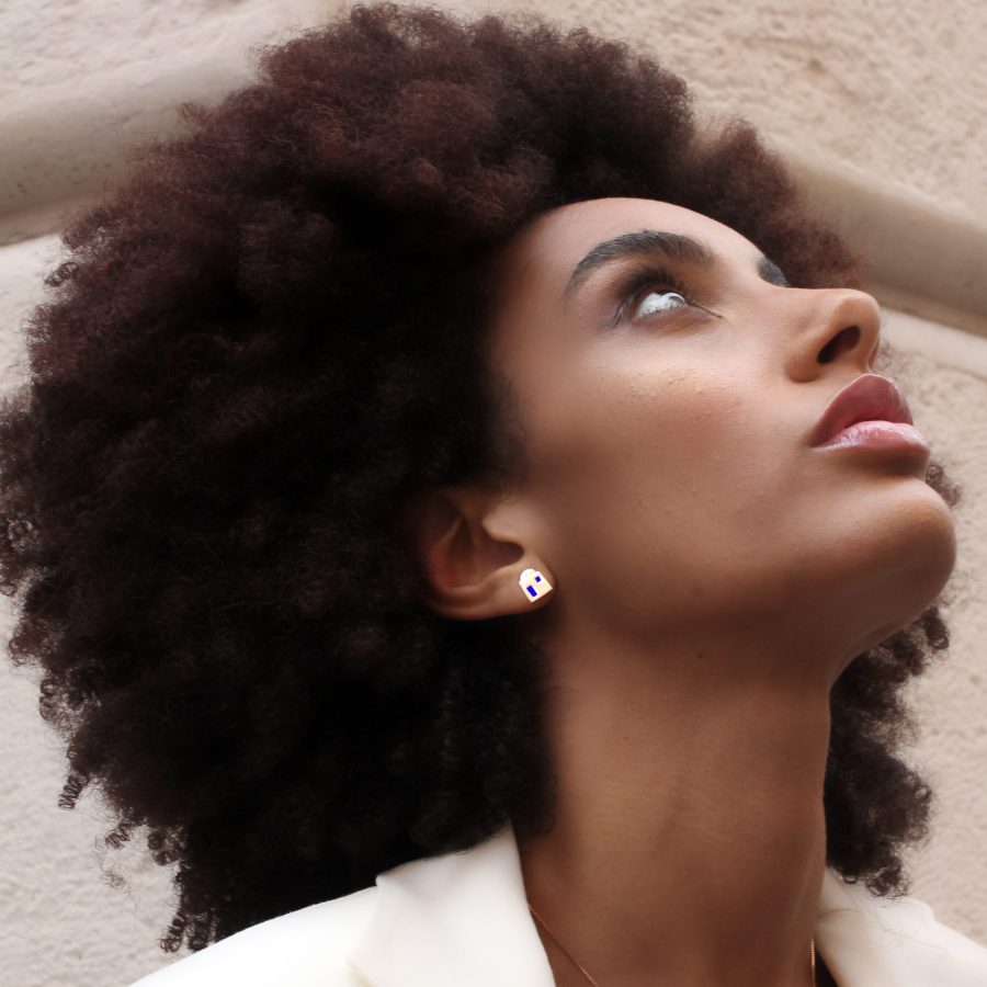 Indossato orecchini Ponza oro e smalto blu