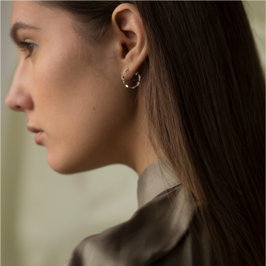 Contemporary Hoop Earrings Silver