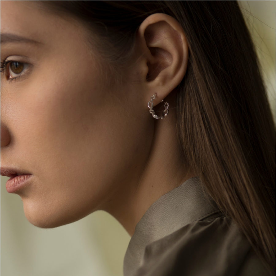 Contemporary Hoop Earrings Silver 2