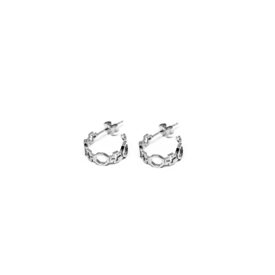 Contemporary Hoop Earrings Silver 2