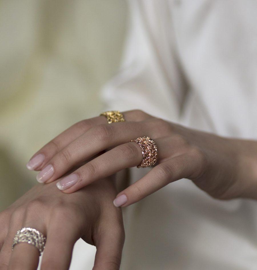 Indossato anello gasometro medio oro rosa