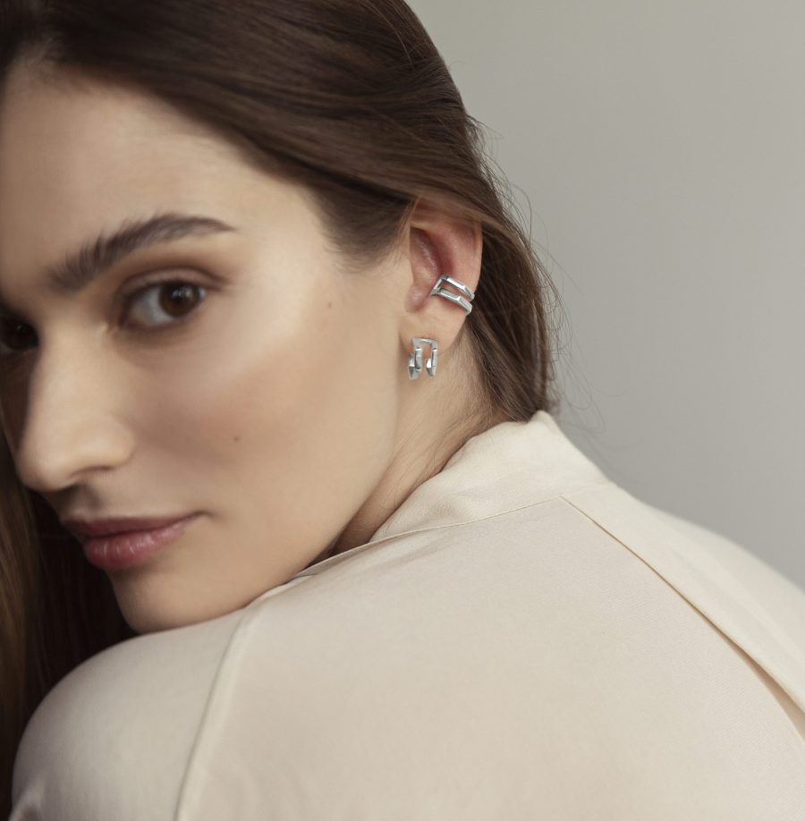 Indossato cerchietti staircase e monorecchino palazzo piccolo argento