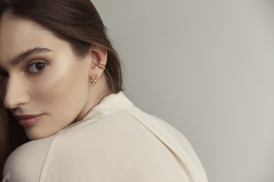 Indossato cerchietti staircase e monorecchino palazzo piccolo oro