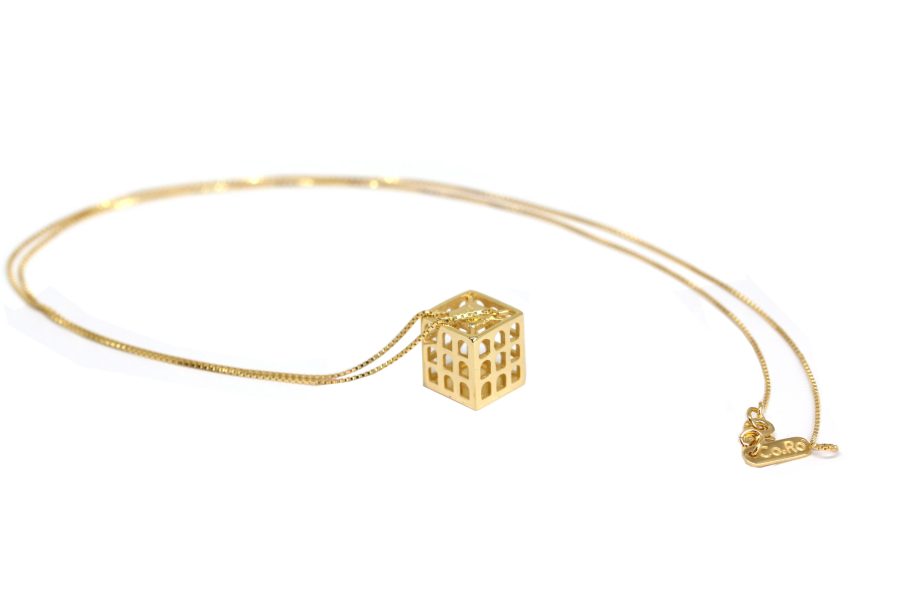 collana colosseo quadrato 3d oro seconda