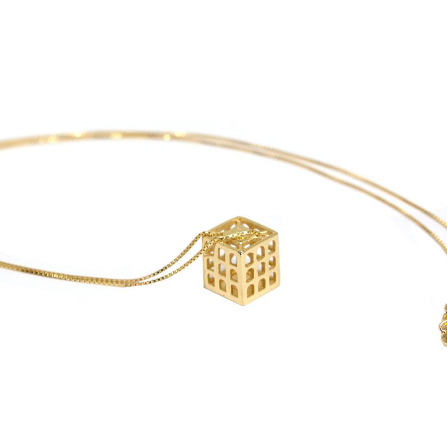 collana colosseo quadrato 3d oro seconda